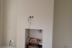 Fireplace render,  dot n dab plaster board and plaster.
