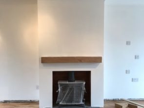 Fireplace re-build render – re-plaster. Plasterer Cardiff